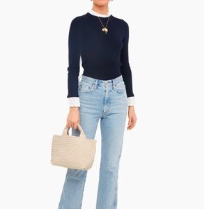 Tuckernuck Navy Rosemary Eyelet Knit Top size XS NWT